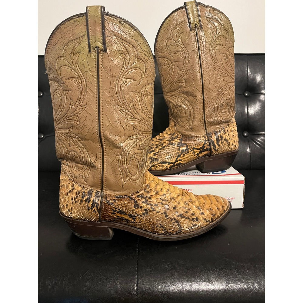 Vintage Laredo Genuine Snakeskin Western Cowboy Boots